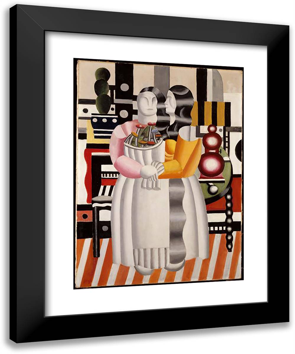 The Two Women Bouquet 19x24 Black Modern Wood Framed Art Print Poster by Leger, Fernand
