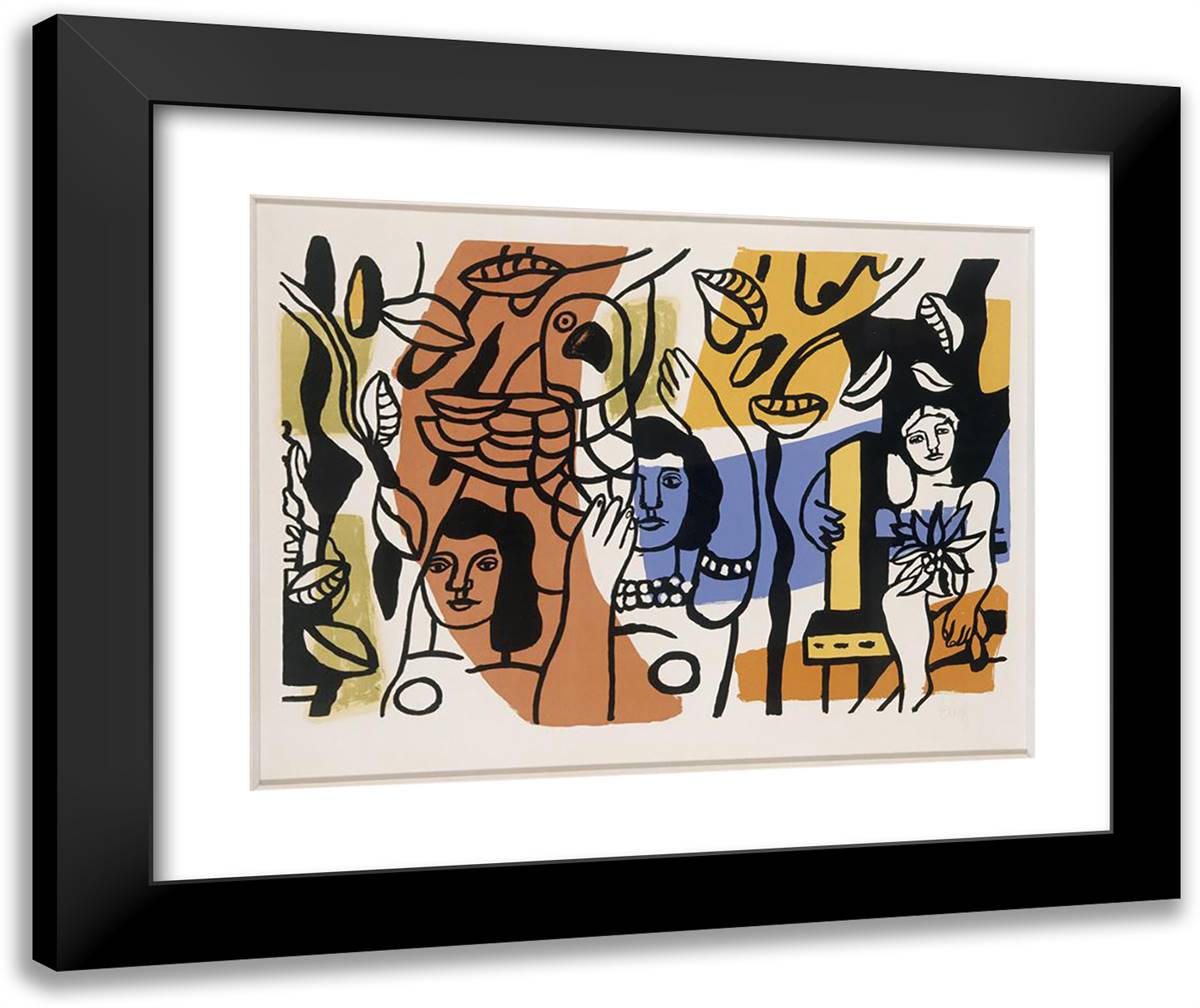 The Two Women, Two Sisters 24x20 Black Modern Wood Framed Art Print Poster by Leger, Fernand