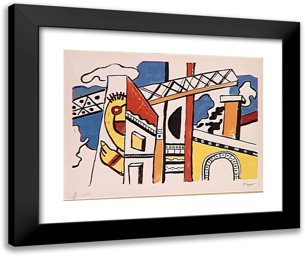 The VIaduct 24x20 Black Modern Wood Framed Art Print Poster by Leger, Fernand