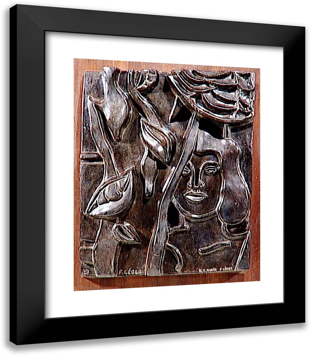 The Woman Leaves (The Woman with the Bird) 20x23 Black Modern Wood Framed Art Print Poster by Leger, Fernand