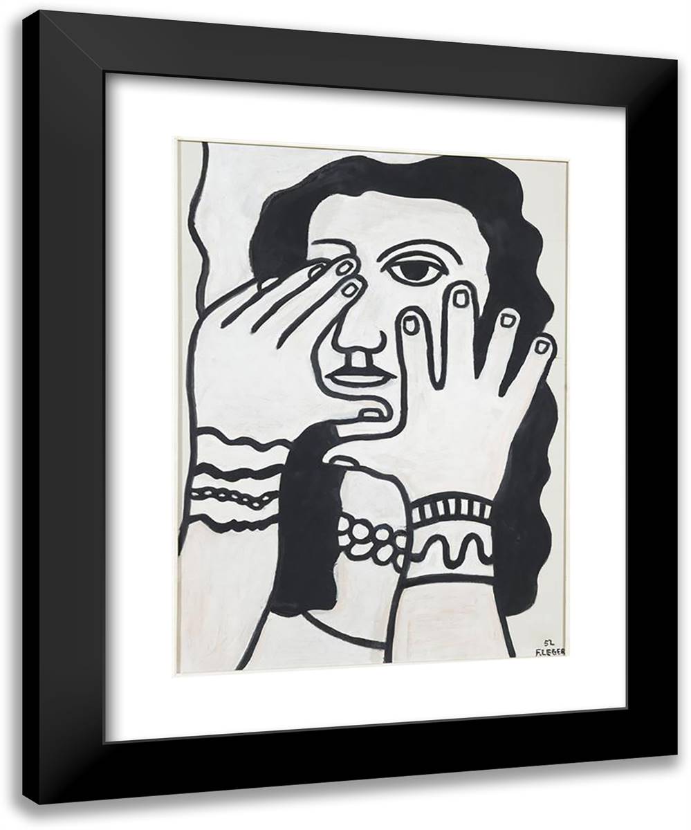 The Woman with Black Hair 19x24 Black Modern Wood Framed Art Print Poster by Leger, Fernand