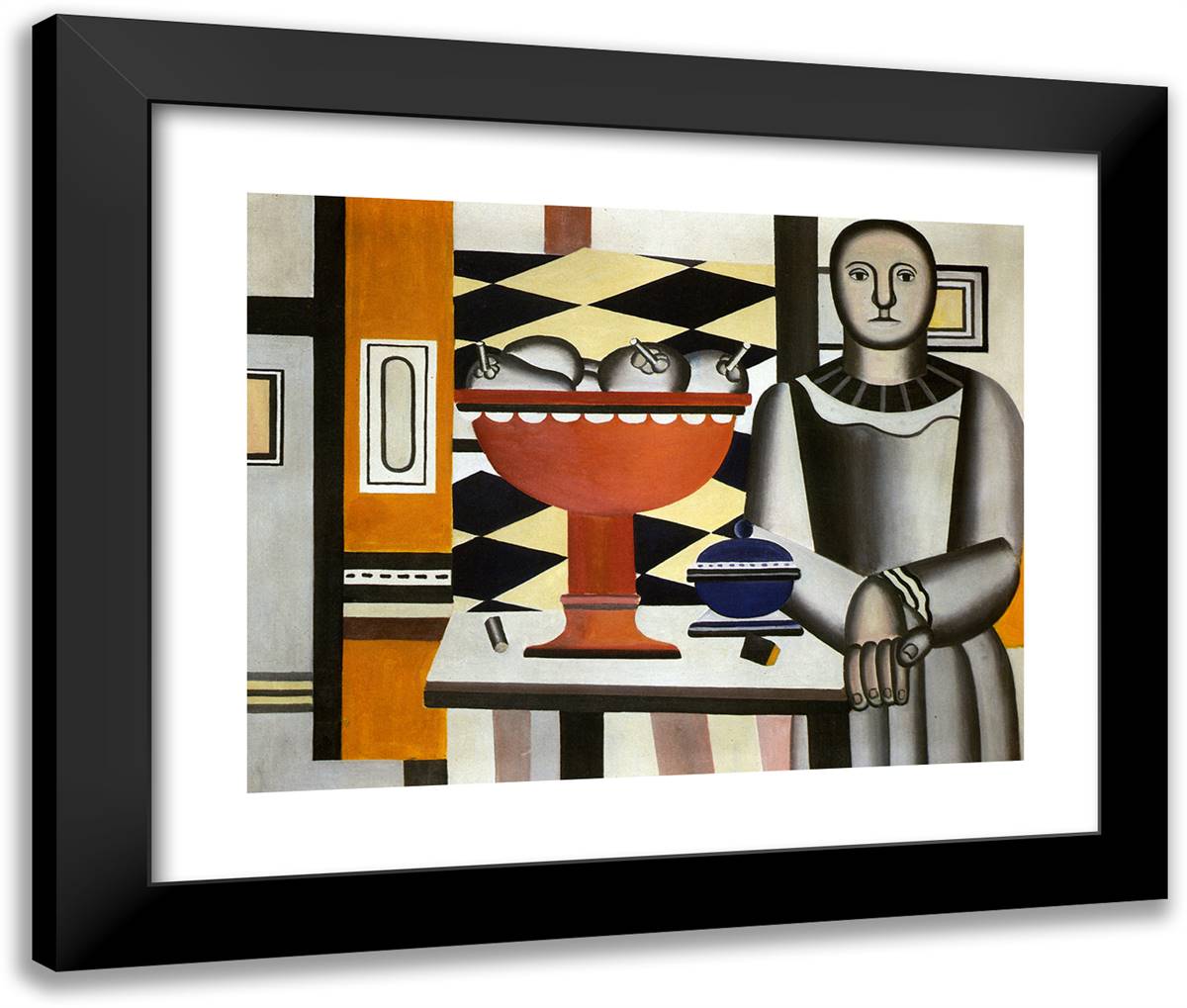 The Woman with the Fruit Dish 24x20 Black Modern Wood Framed Art Print Poster by Leger, Fernand