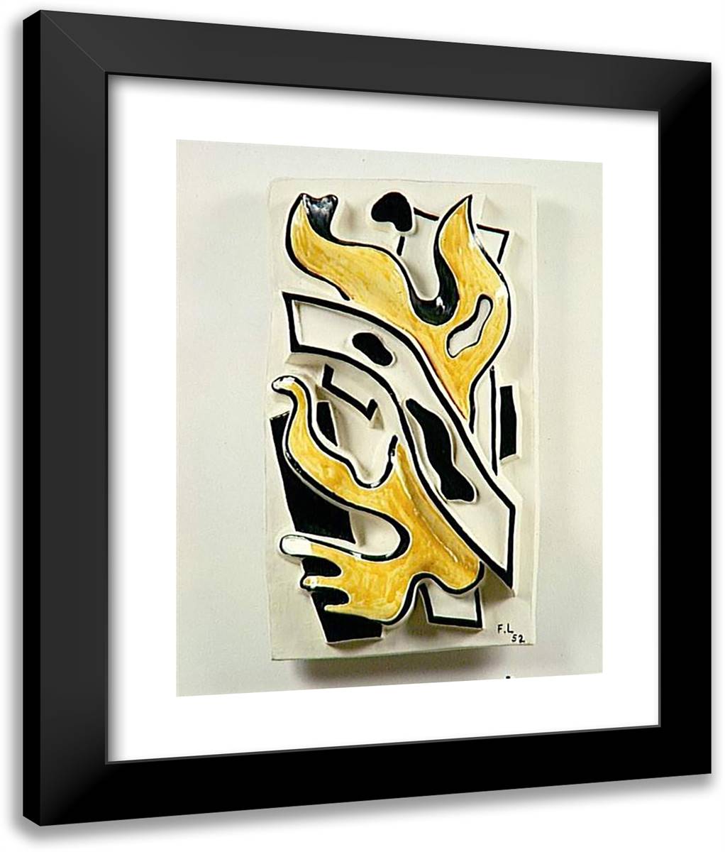 The Yellow Flame 20x24 Black Modern Wood Framed Art Print Poster by Leger, Fernand