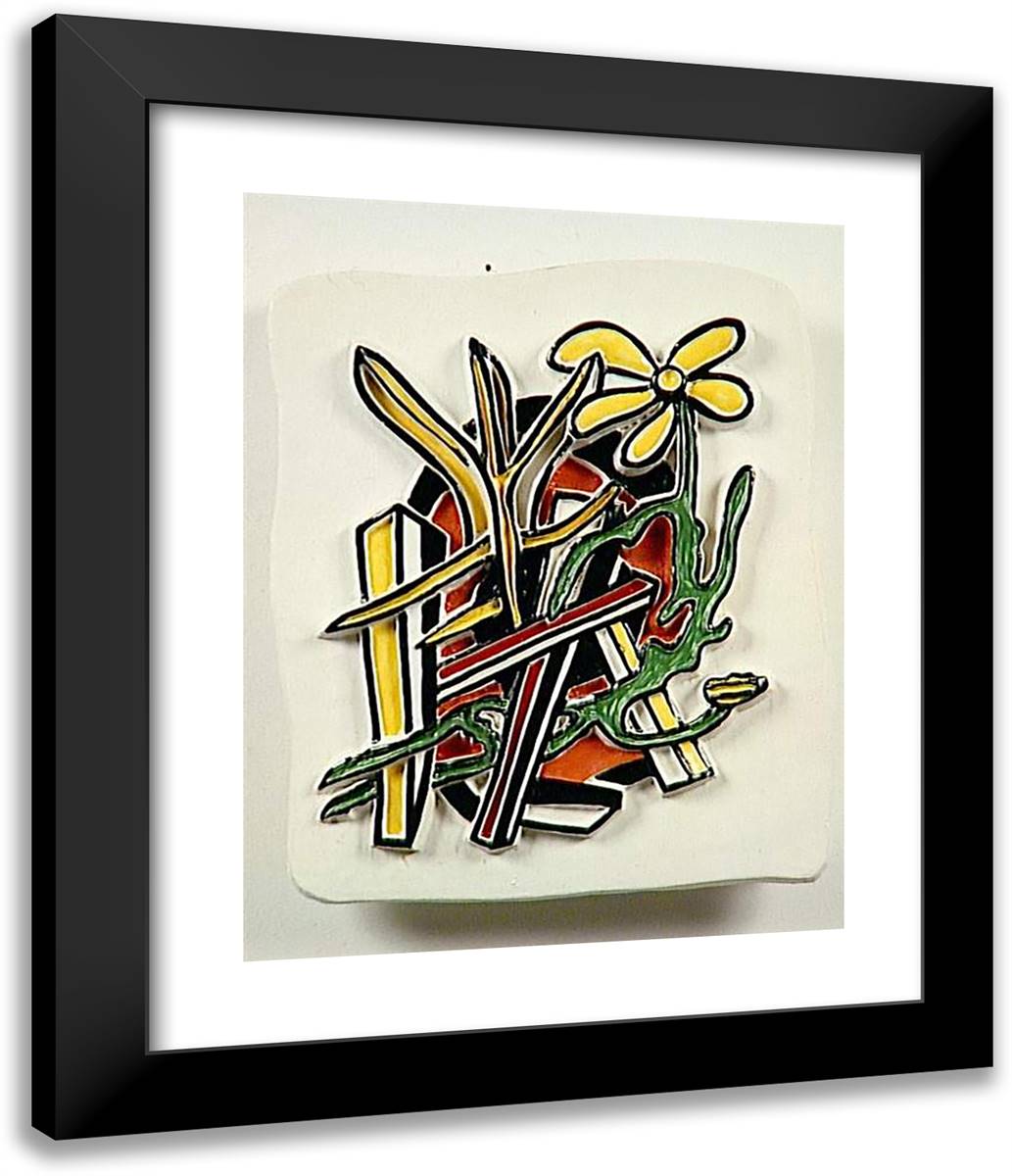 The Yellow Flower 20x24 Black Modern Wood Framed Art Print Poster by Leger, Fernand