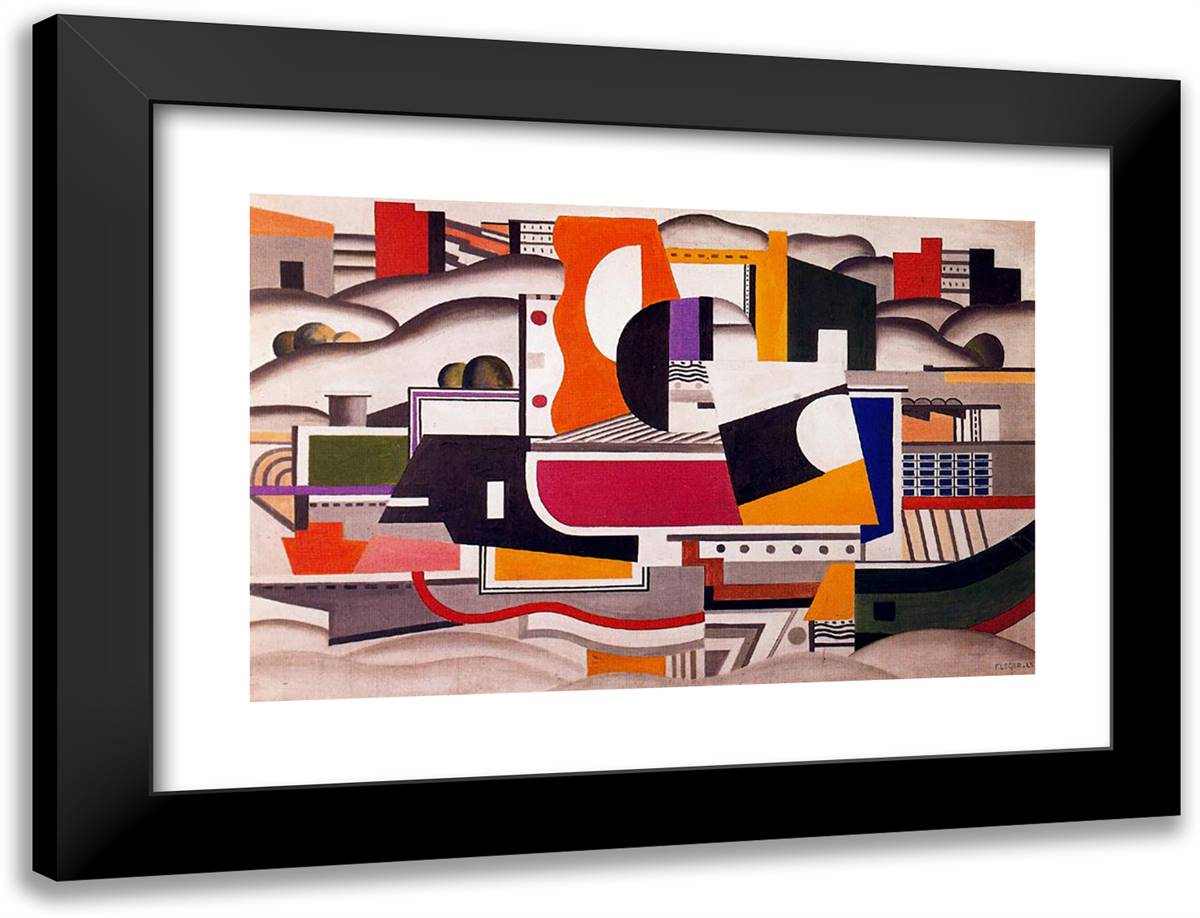 The Great Tug 24x18 Black Modern Wood Framed Art Print Poster by Leger, Fernand
