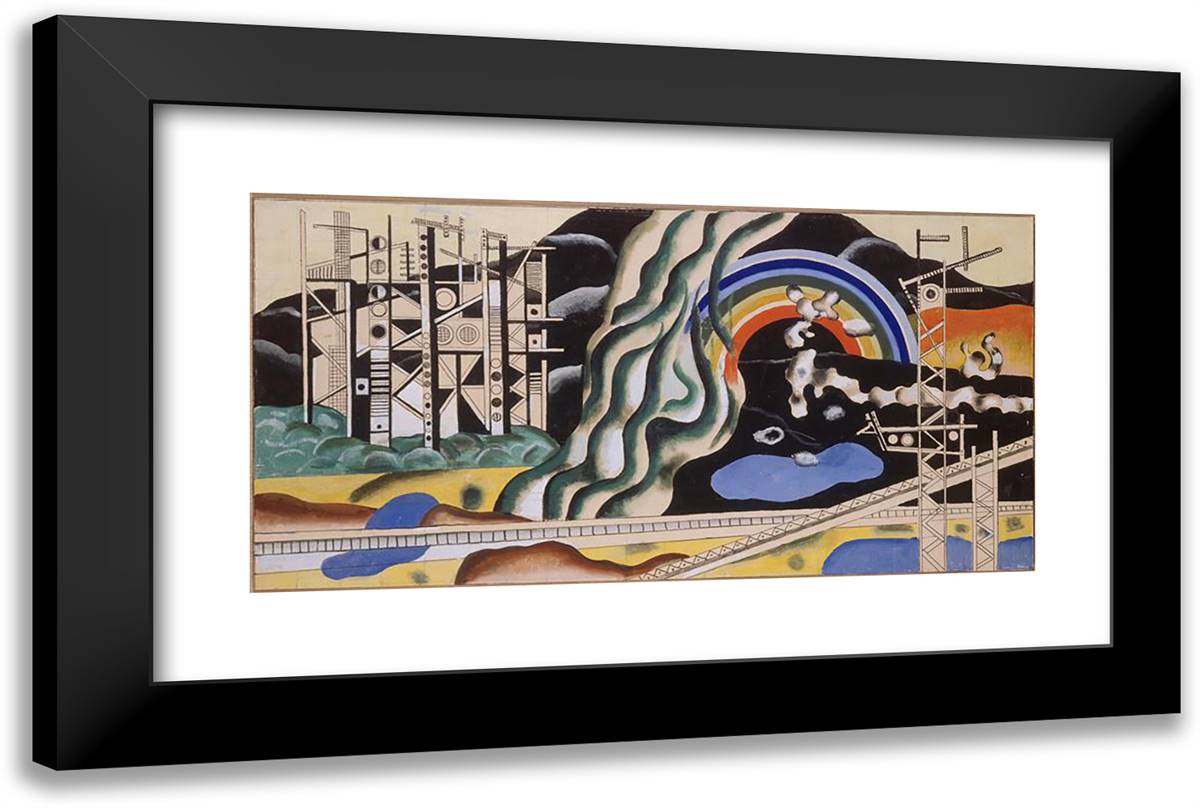 Transport Forces 24x16 Black Modern Wood Framed Art Print Poster by Leger, Fernand