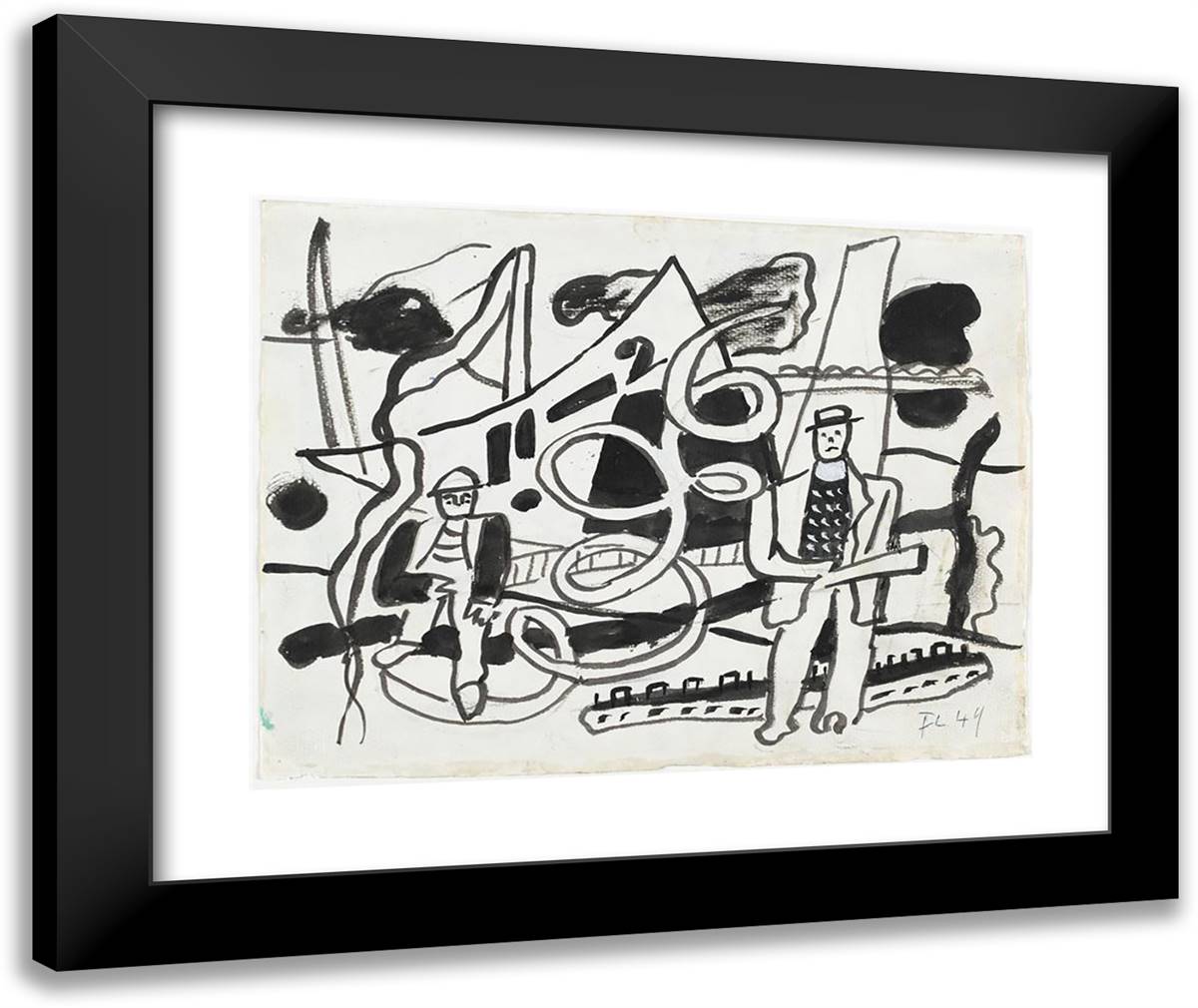 Trouville  24x20 Black Modern Wood Framed Art Print Poster by Leger, Fernand