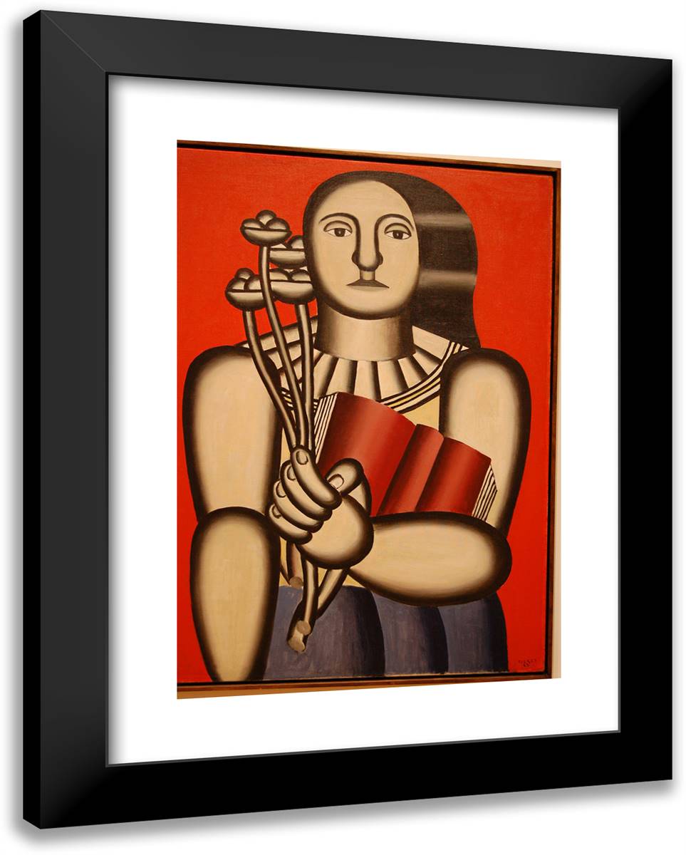 Woman with a Book 19x24 Black Modern Wood Framed Art Print Poster by Leger, Fernand