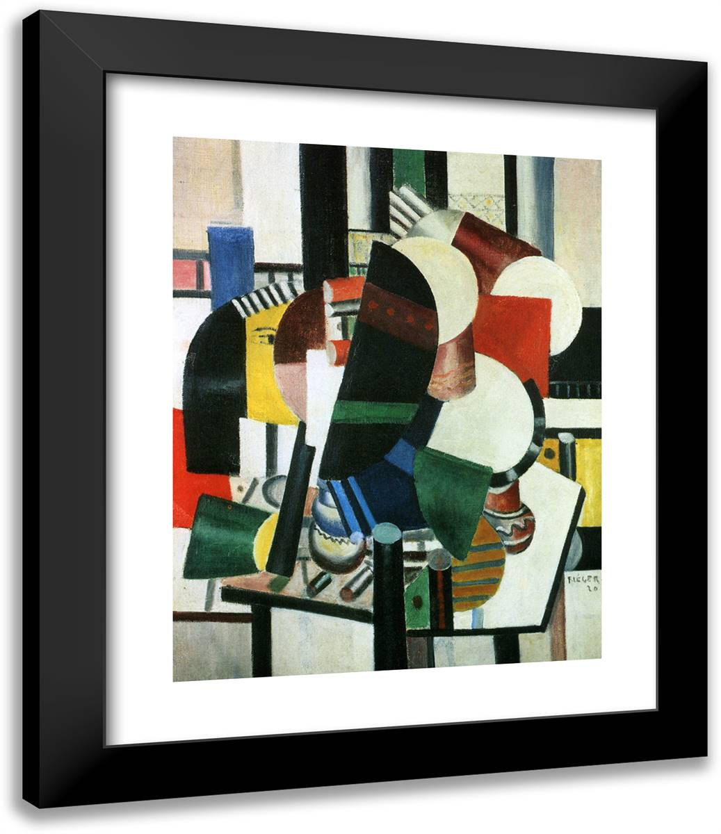 Woman with Flower Portrait Study 20x24 Black Modern Wood Framed Art Print Poster by Leger, Fernand