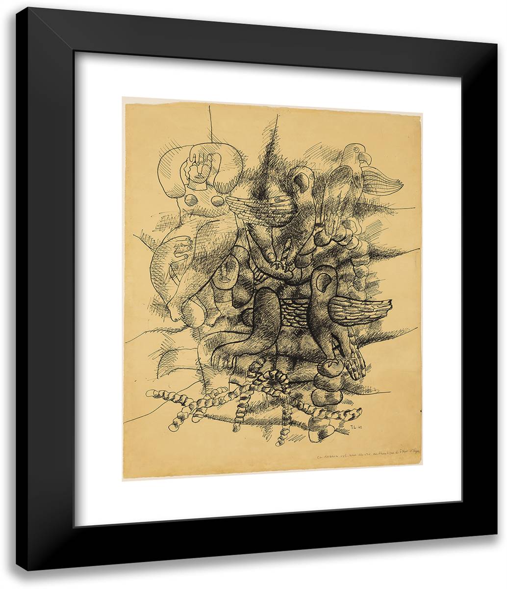Women and Birds 20x24 Black Modern Wood Framed Art Print Poster by Leger, Fernand