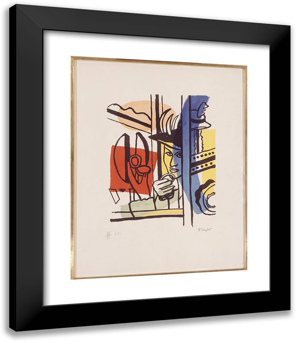 Women in Compact 20x23 Black Modern Wood Framed Art Print Poster by Leger, Fernand