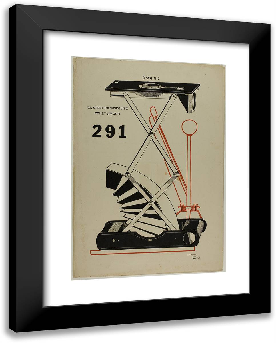 291 19x24 Black Modern Wood Framed Art Print Poster by Picabia, Francis