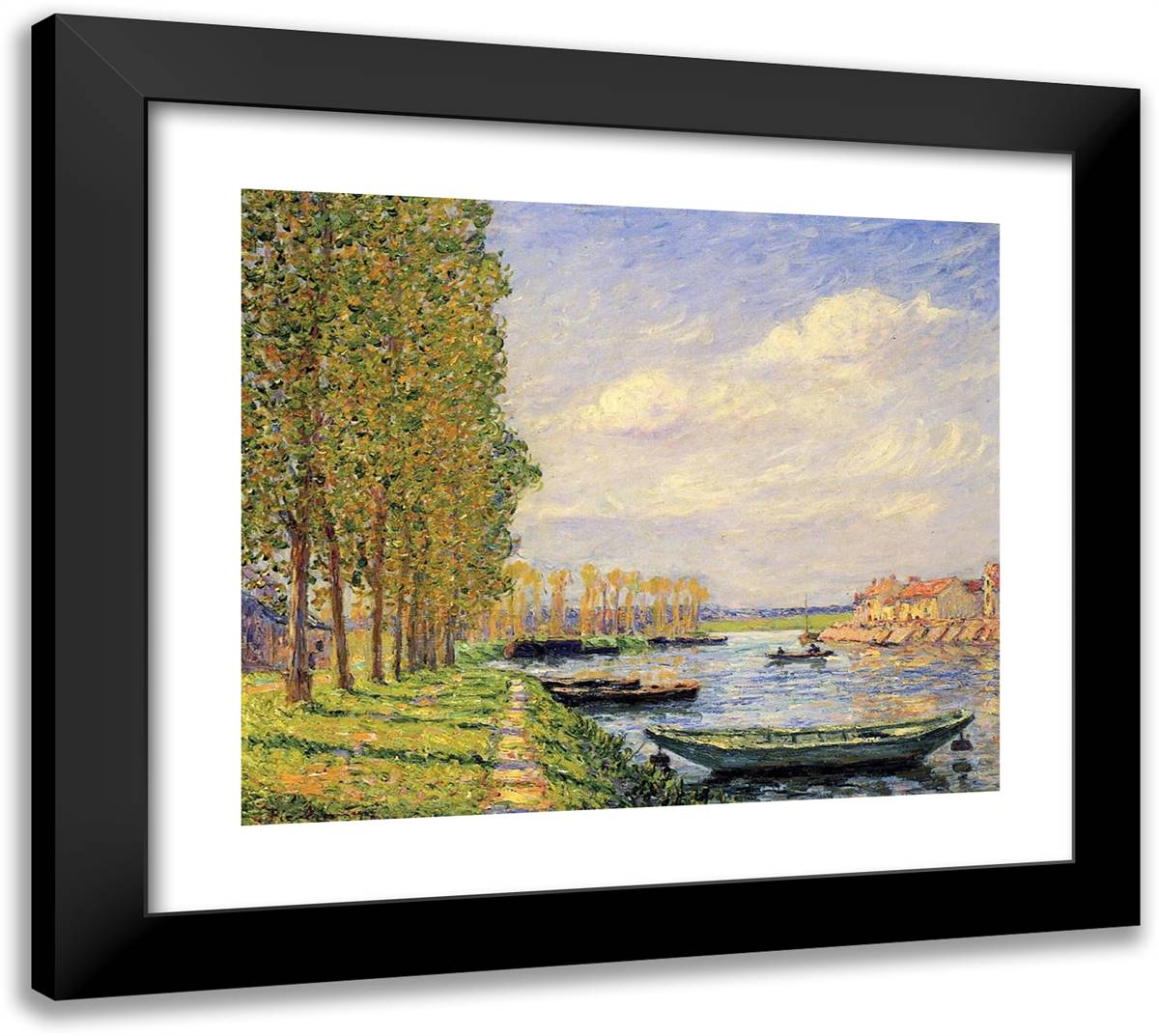A Canal at St. Mammes 22x20 Black Modern Wood Framed Art Print Poster by Picabia, Francis