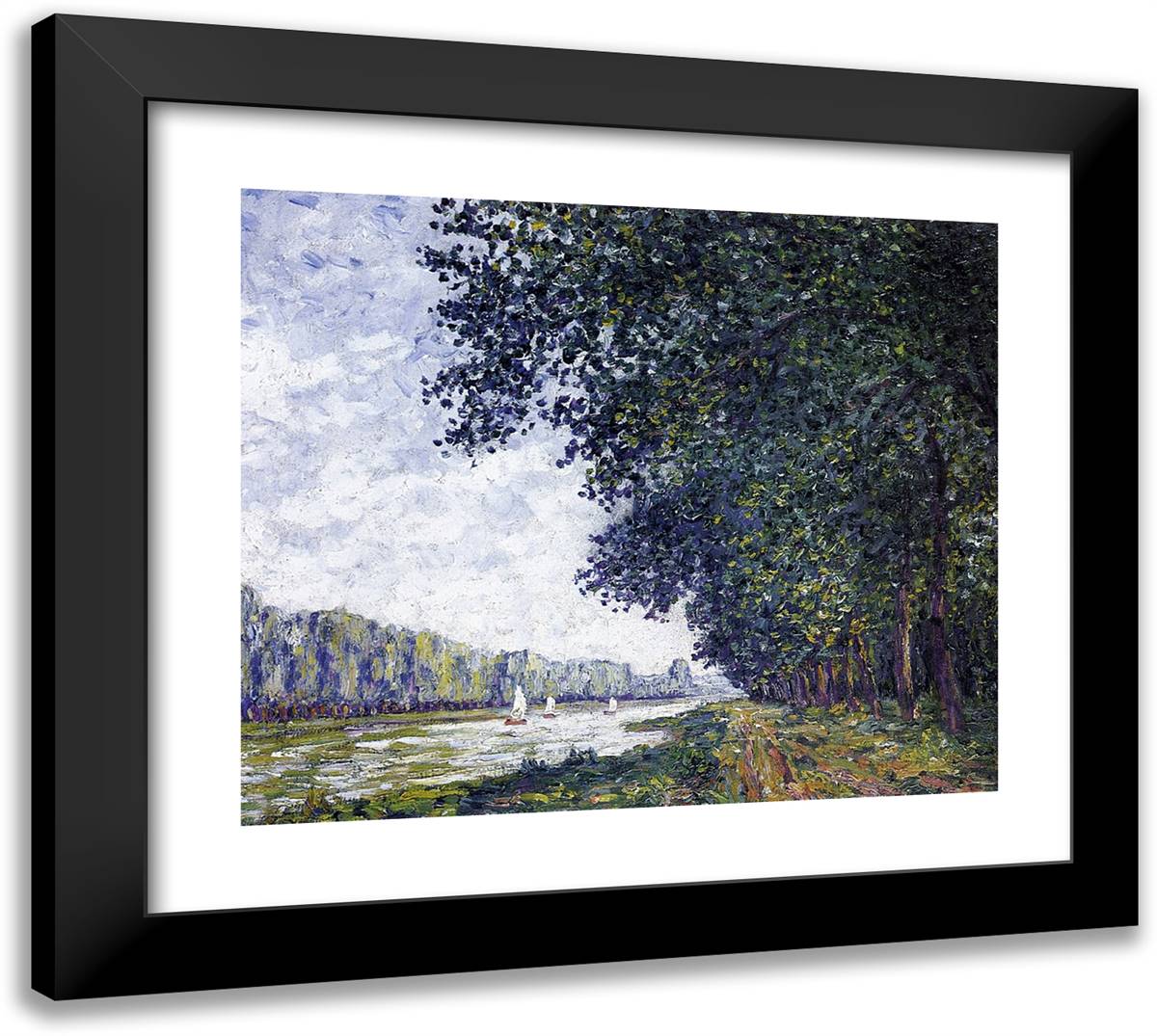Banks of the Orne at Benouville 22x20 Black Modern Wood Framed Art Print Poster by Picabia, Francis