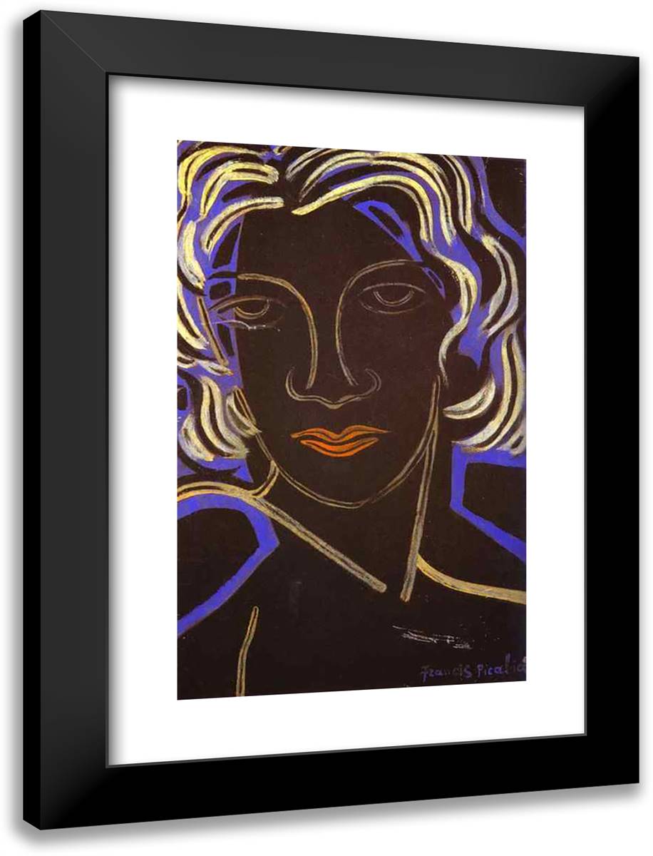 Face of a Woman 18x24 Black Modern Wood Framed Art Print Poster by Picabia, Francis