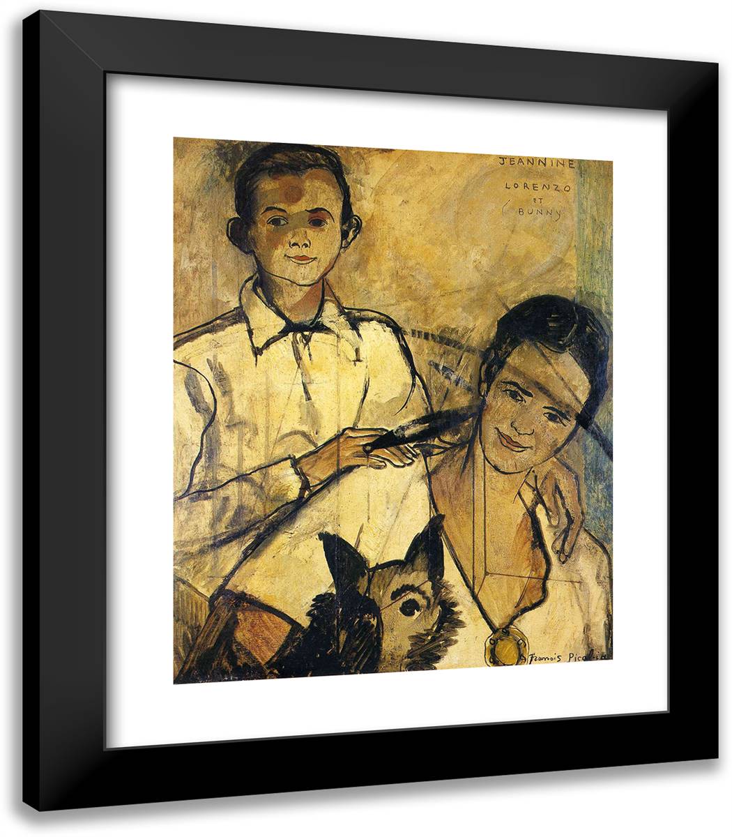 Jeannine, Lorenzo And Bunny 20x23 Black Modern Wood Framed Art Print Poster by Picabia, Francis