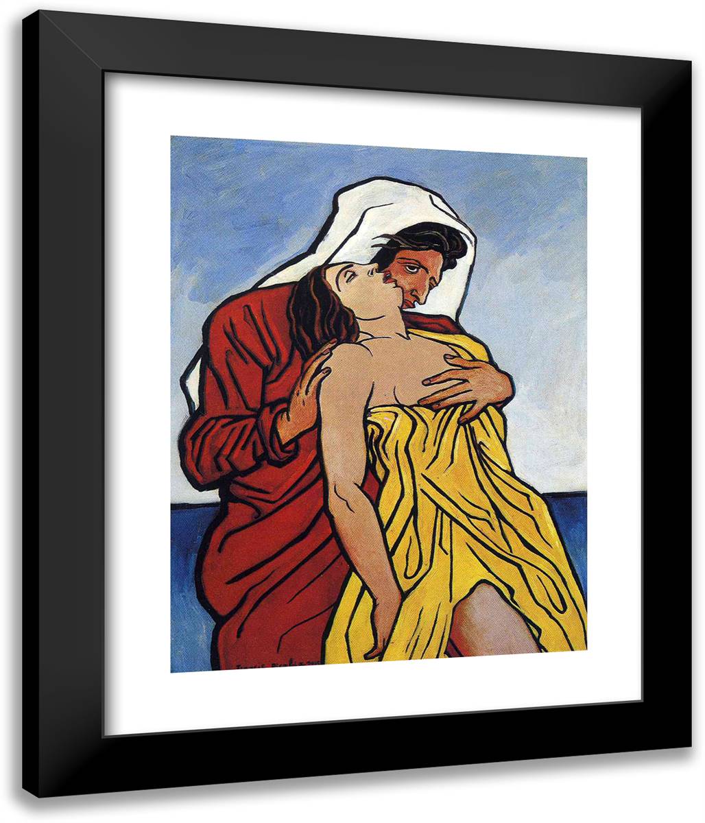 Man And Woman By the Sea 20x24 Black Modern Wood Framed Art Print Poster by Picabia, Francis