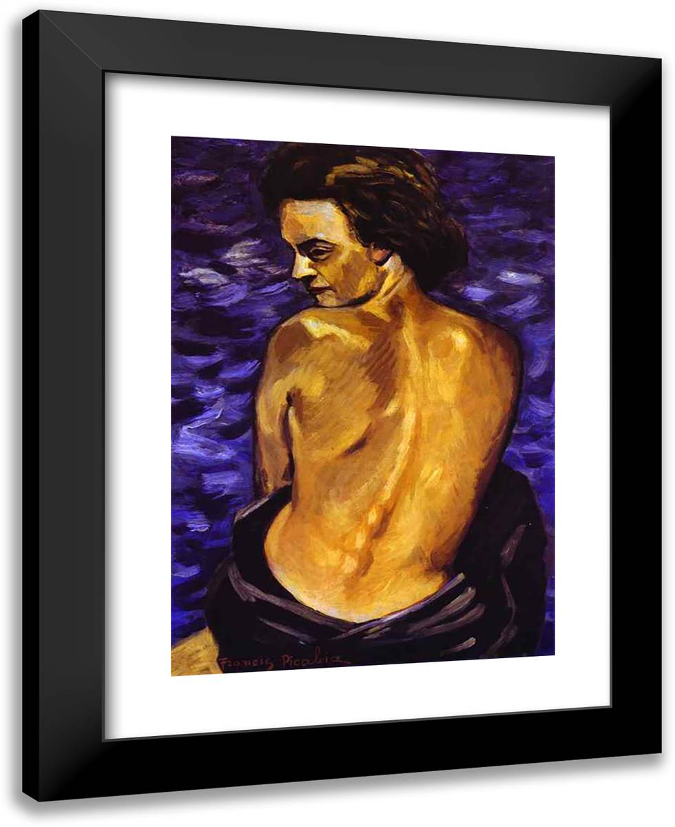 Nude from Back on a Background of the Sea 19x24 Black Modern Wood Framed Art Print Poster by Picabia, Francis