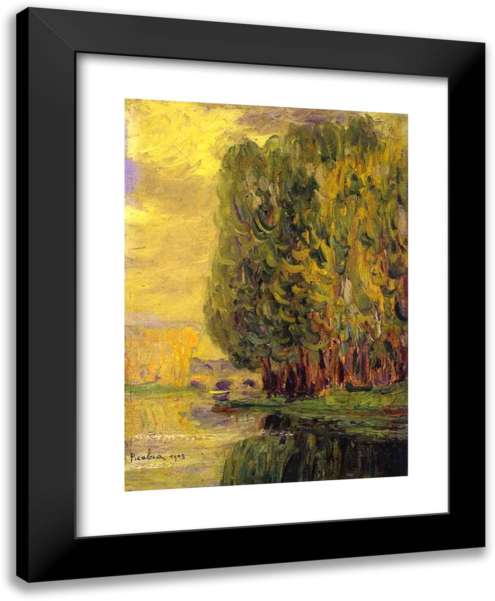 Riverbank 19x24 Black Modern Wood Framed Art Print Poster by Picabia, Francis