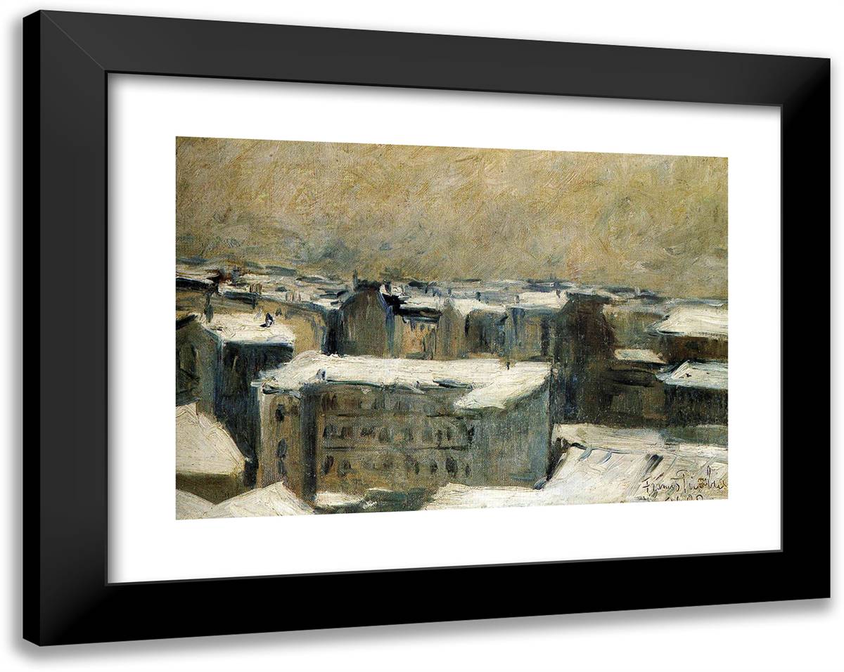 Roofs of Paris 24x19 Black Modern Wood Framed Art Print Poster by Picabia, Francis