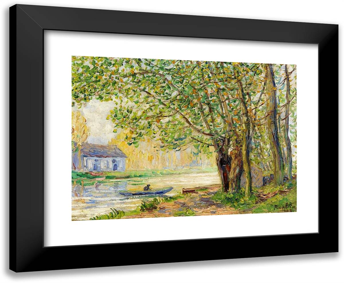 The Effect of Sun on the Banks of the Loing 24x20 Black Modern Wood Framed Art Print Poster by Picabia, Francis
