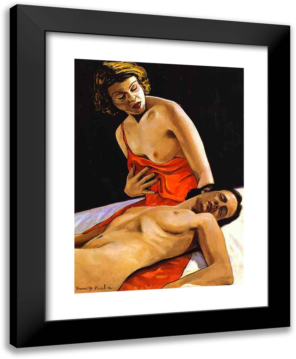 Two Nudes 19x24 Black Modern Wood Framed Art Print Poster by Picabia, Francis