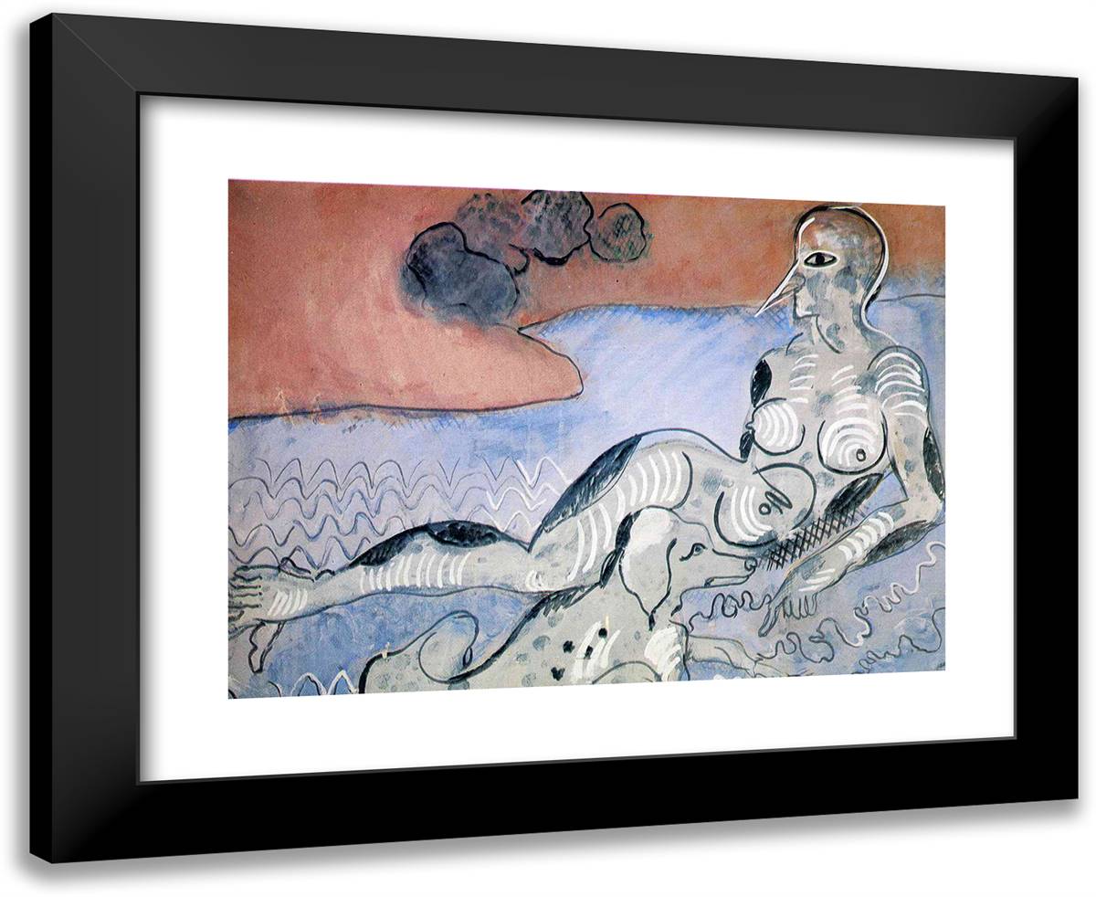 Woman with a Dog 24x20 Black Modern Wood Framed Art Print Poster by Picabia, Francis