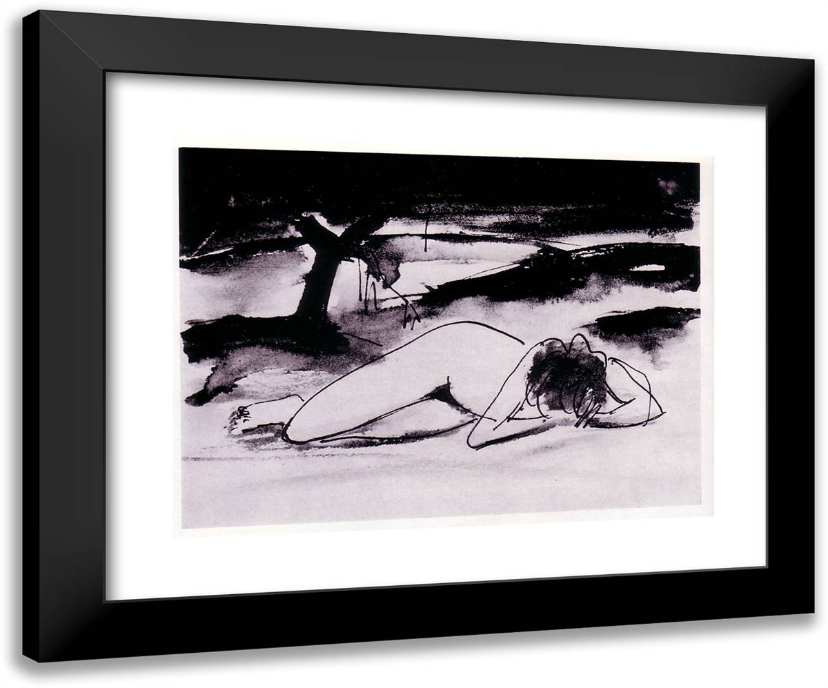 Opustena 24x20 Black Modern Wood Framed Art Print Poster by Kline, Franz