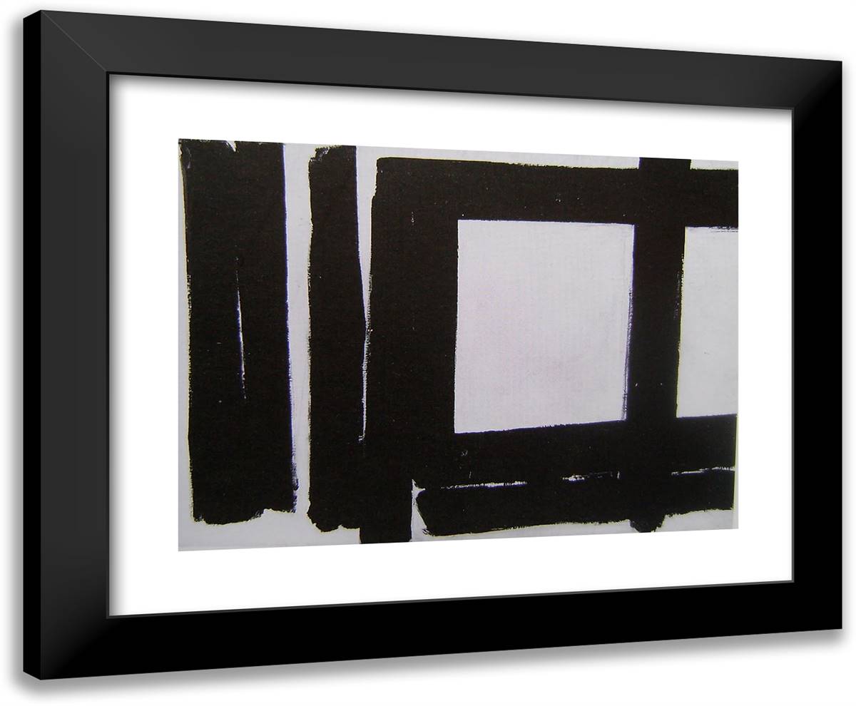 Painting No. 7 24x20 Black Modern Wood Framed Art Print Poster by Kline, Franz