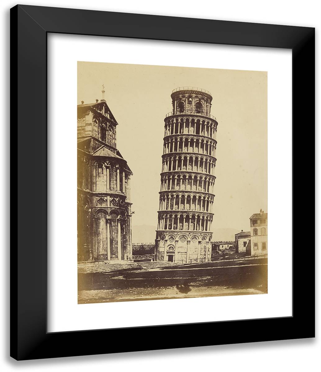 Leaning Tower of Pisa 20x24 Black Modern Wood Framed Art Print Poster by Alinari, Fratelli