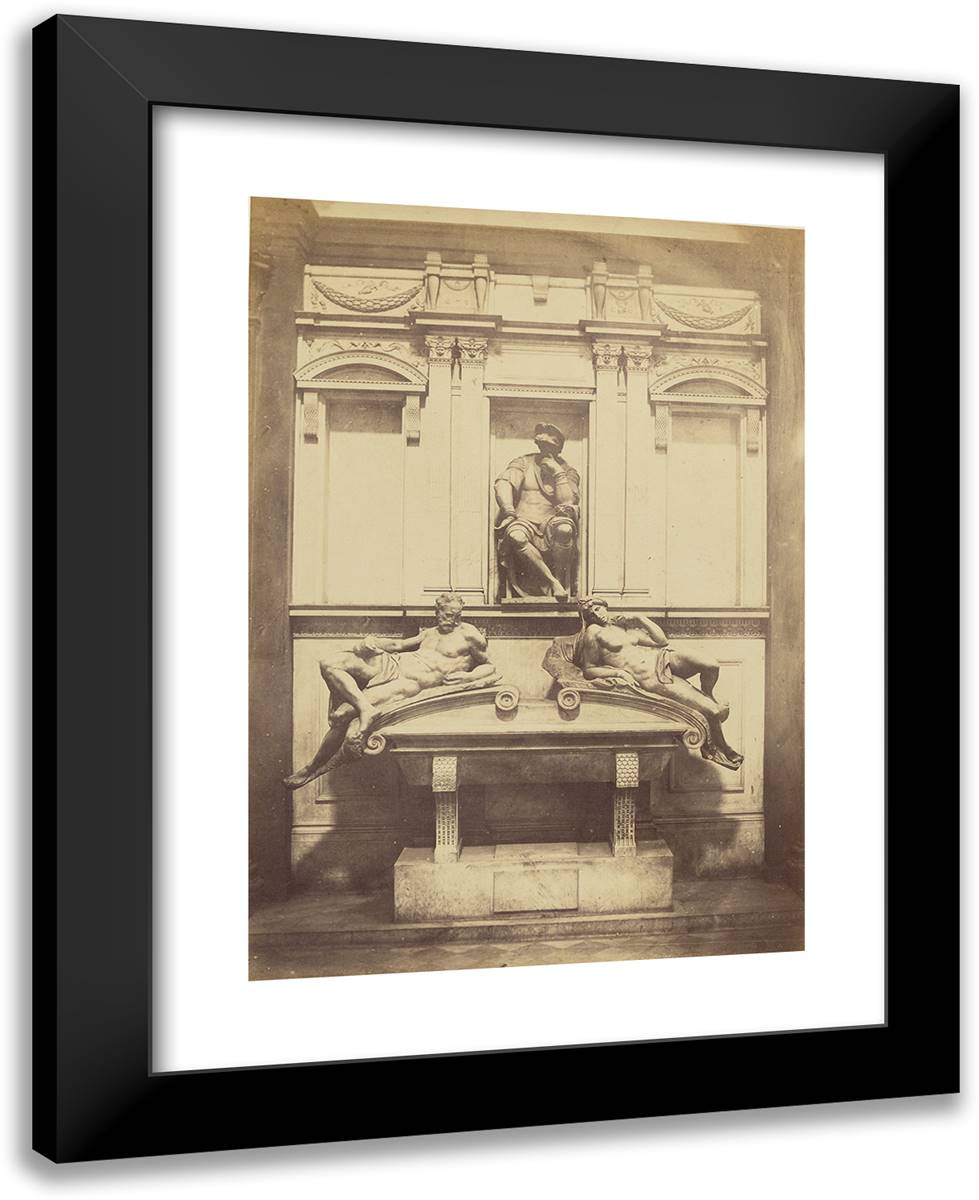 Michelangelo's Tomb of Lorenzo De' Medici, Florence 19x24 Black Modern Wood Framed Art Print Poster by Alinari, Fratelli