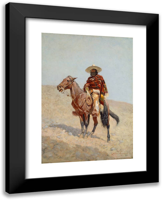 A Mexican Vaquero 19x24 Black Modern Wood Framed Art Print Poster by Remington, Frederic