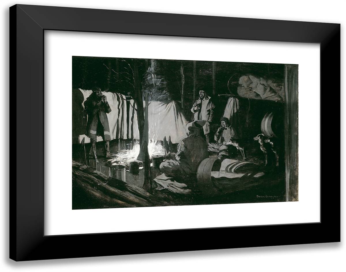 First and Best Camp of the Trip 24x19 Black Modern Wood Framed Art Print Poster by Remington, Frederic