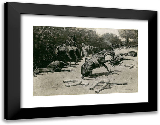 How the Horses Died for Their Country at Santiago 24x19 Black Modern Wood Framed Art Print Poster by Remington, Frederic