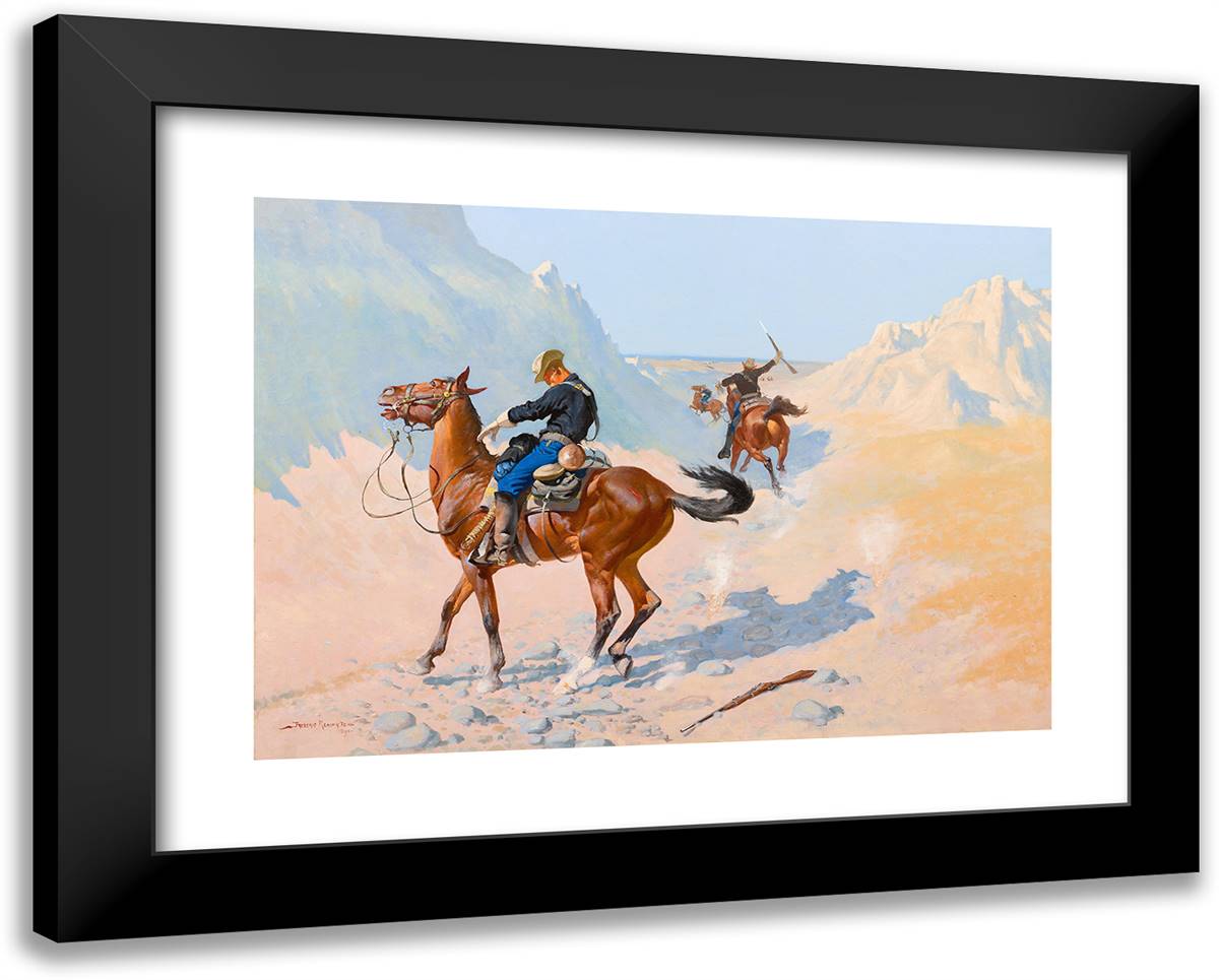 The Advance-Guard, or the Military Sacrifice (The Ambush) 24x19 Black Modern Wood Framed Art Print Poster by Remington, Frederic