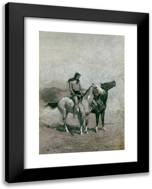 The Fire-Eater Slung His VIctim Across His Pony 19x24 Black Modern Wood Framed Art Print Poster by Remington, Frederic