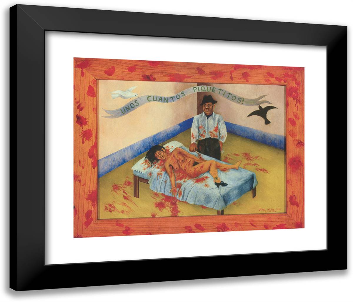 A Few Small Nips 24x20 Black Modern Wood Framed Art Print Poster by Kahlo, Frida