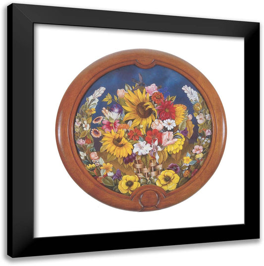 Basket of Flowers 20x20 Black Modern Wood Framed Art Print Poster by Kahlo, Frida