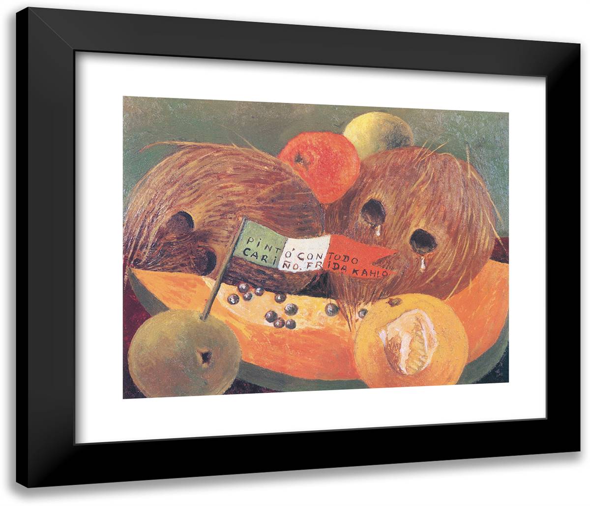 Coconut Tears (Crying Coconut) 24x20 Black Modern Wood Framed Art Print Poster by Kahlo, Frida