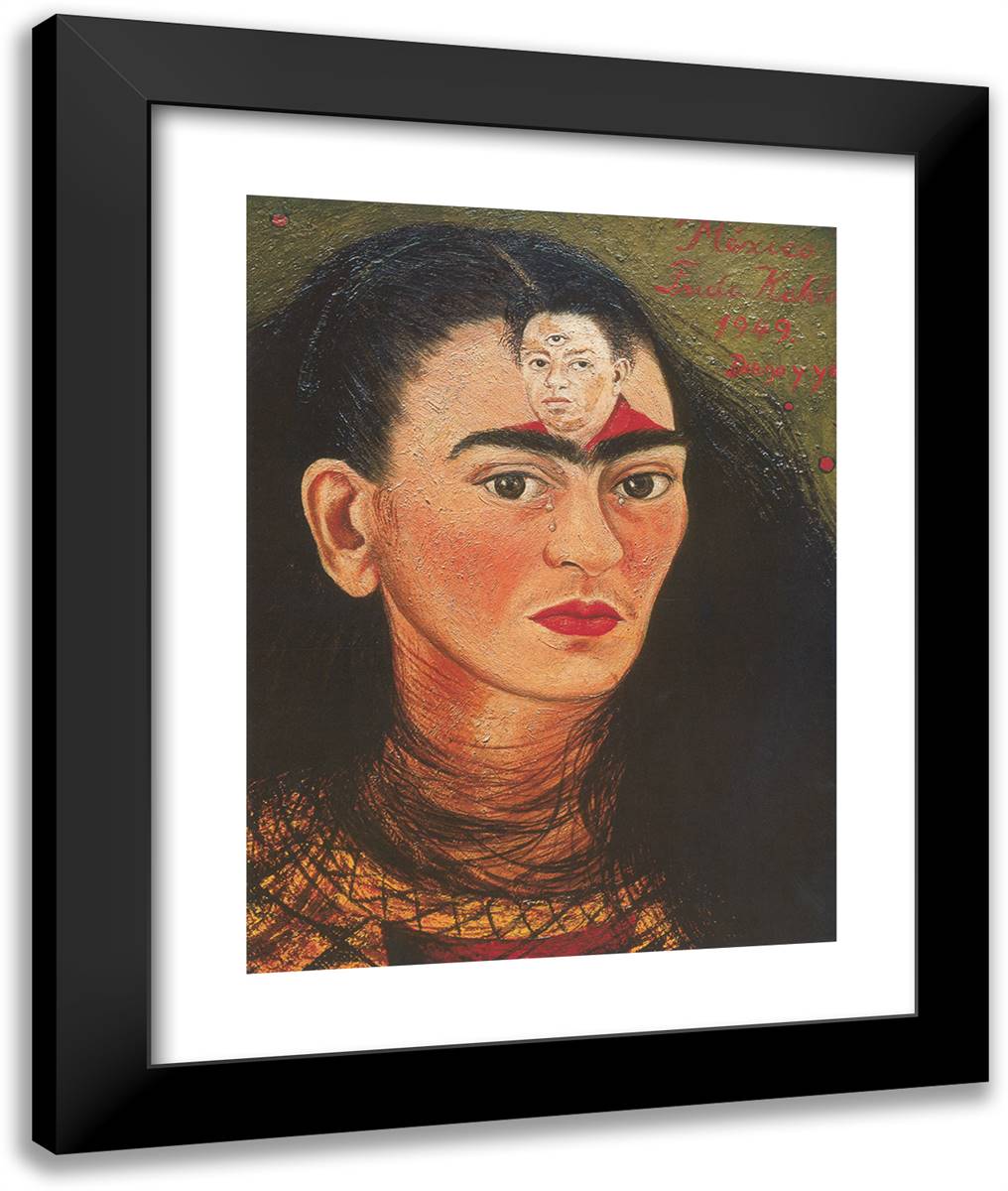 Diego and I 20x24 Black Modern Wood Framed Art Print Poster by Kahlo, Frida