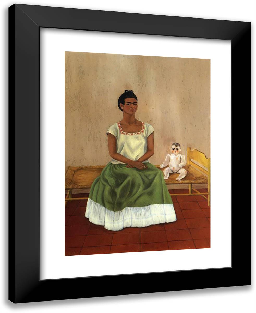 Me and My Doll 19x24 Black Modern Wood Framed Art Print Poster by Kahlo, Frida