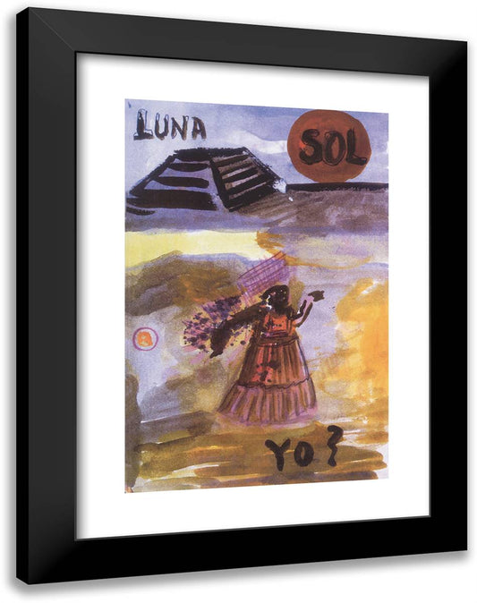 Moon, Sun, I 18x24 Black Modern Wood Framed Art Print Poster by Kahlo, Frida