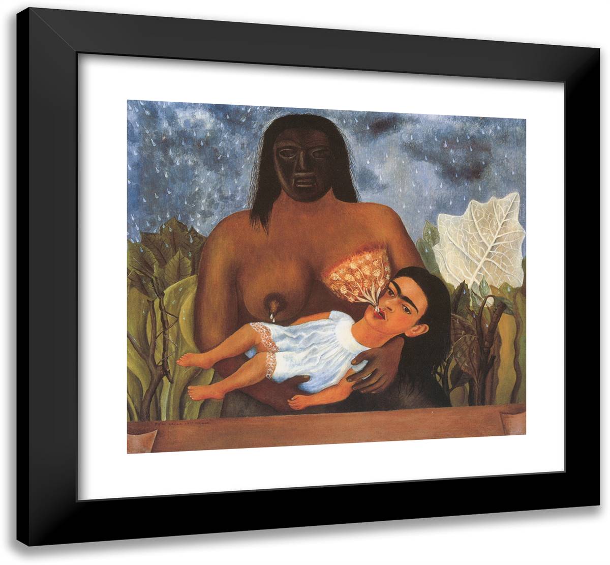 My Nanny and I 22x20 Black Modern Wood Framed Art Print Poster by Kahlo, Frida