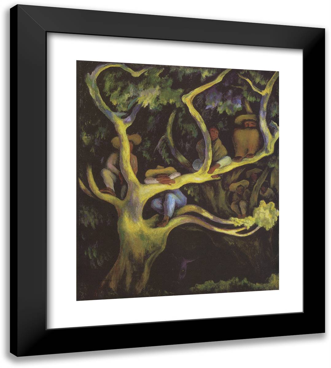 Night Landscape 20x22 Black Modern Wood Framed Art Print Poster by Kahlo, Frida