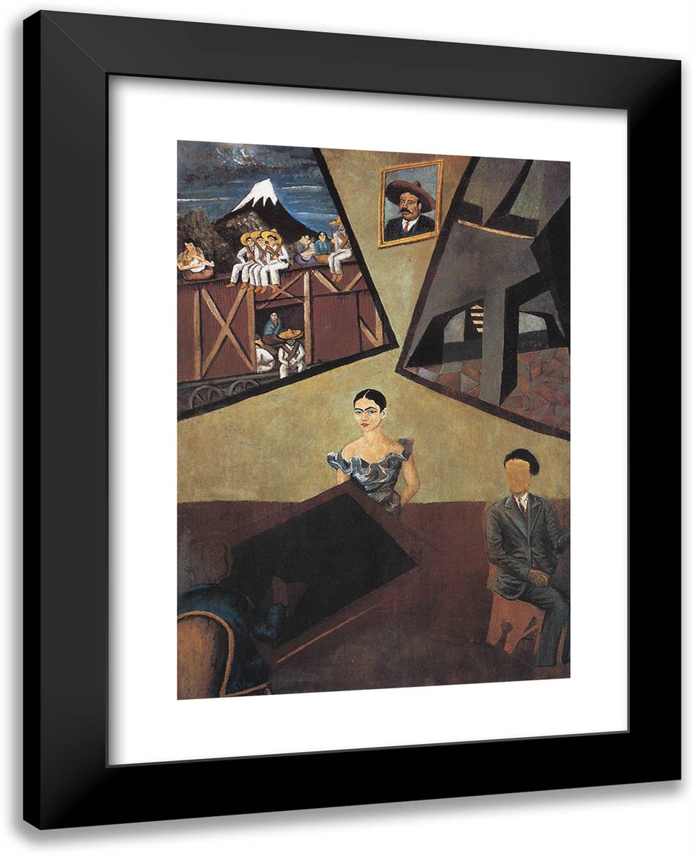 Pancho VIlla and Adelita 19x24 Black Modern Wood Framed Art Print Poster by Kahlo, Frida