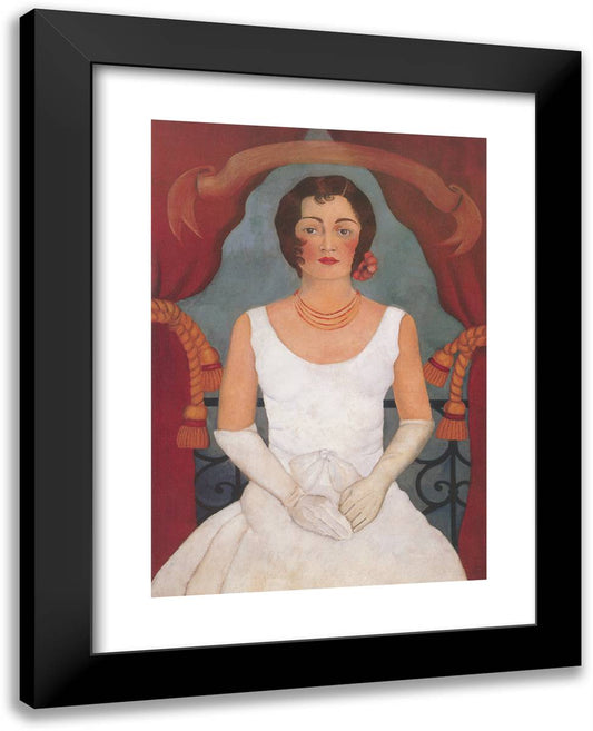 Portrait of a Lady in White 19x24 Black Modern Wood Framed Art Print Poster by Kahlo, Frida