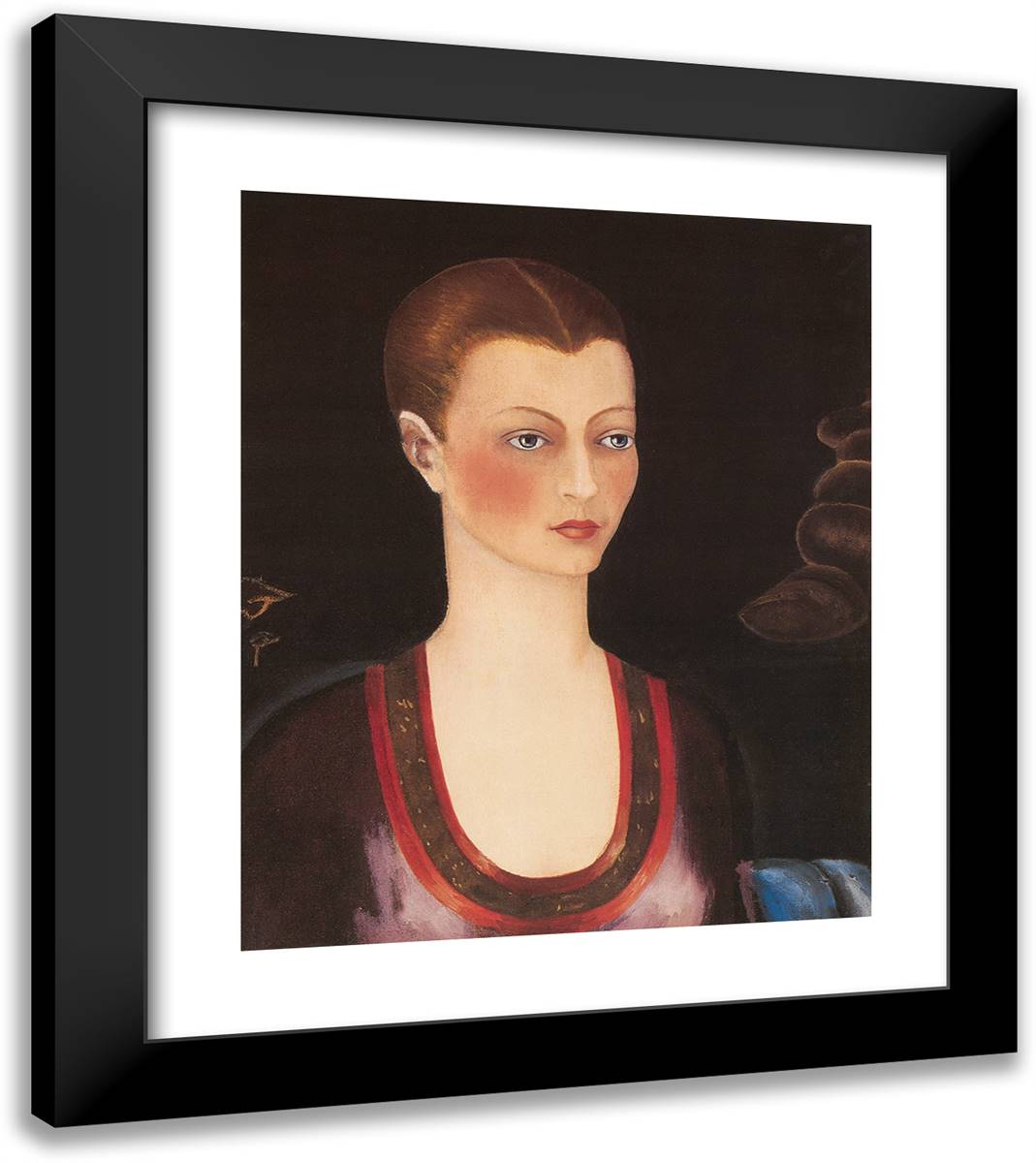 Portrait of Alicia Galant (Detail) 20x23 Black Modern Wood Framed Art Print Poster by Kahlo, Frida