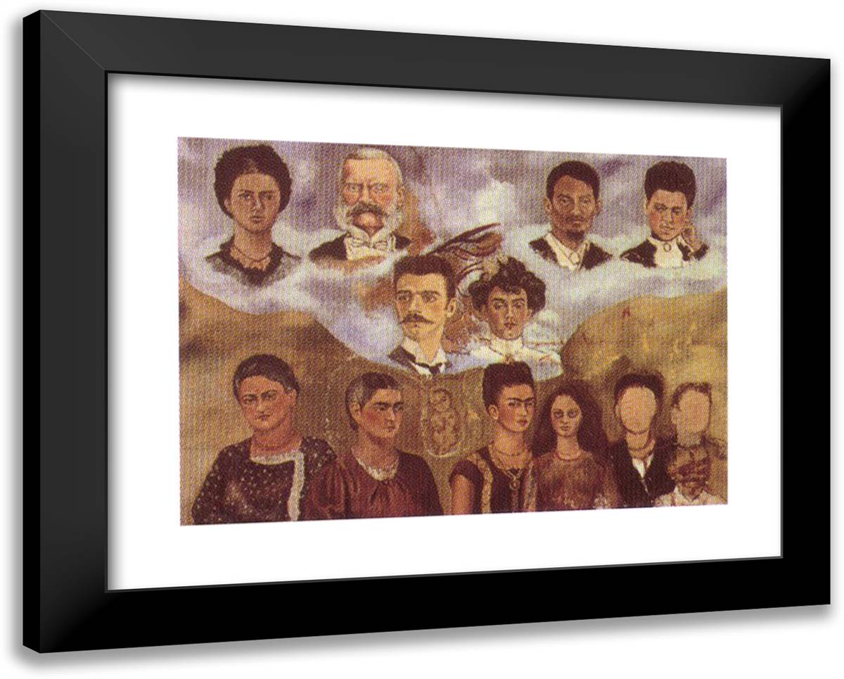 Portrait of Frida's Family 24x19 Black Modern Wood Framed Art Print Poster by Kahlo, Frida