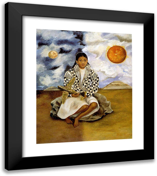 Portrait of Lucha Maria, a Girl from Tehuacan 20x23 Black Modern Wood Framed Art Print Poster by Kahlo, Frida