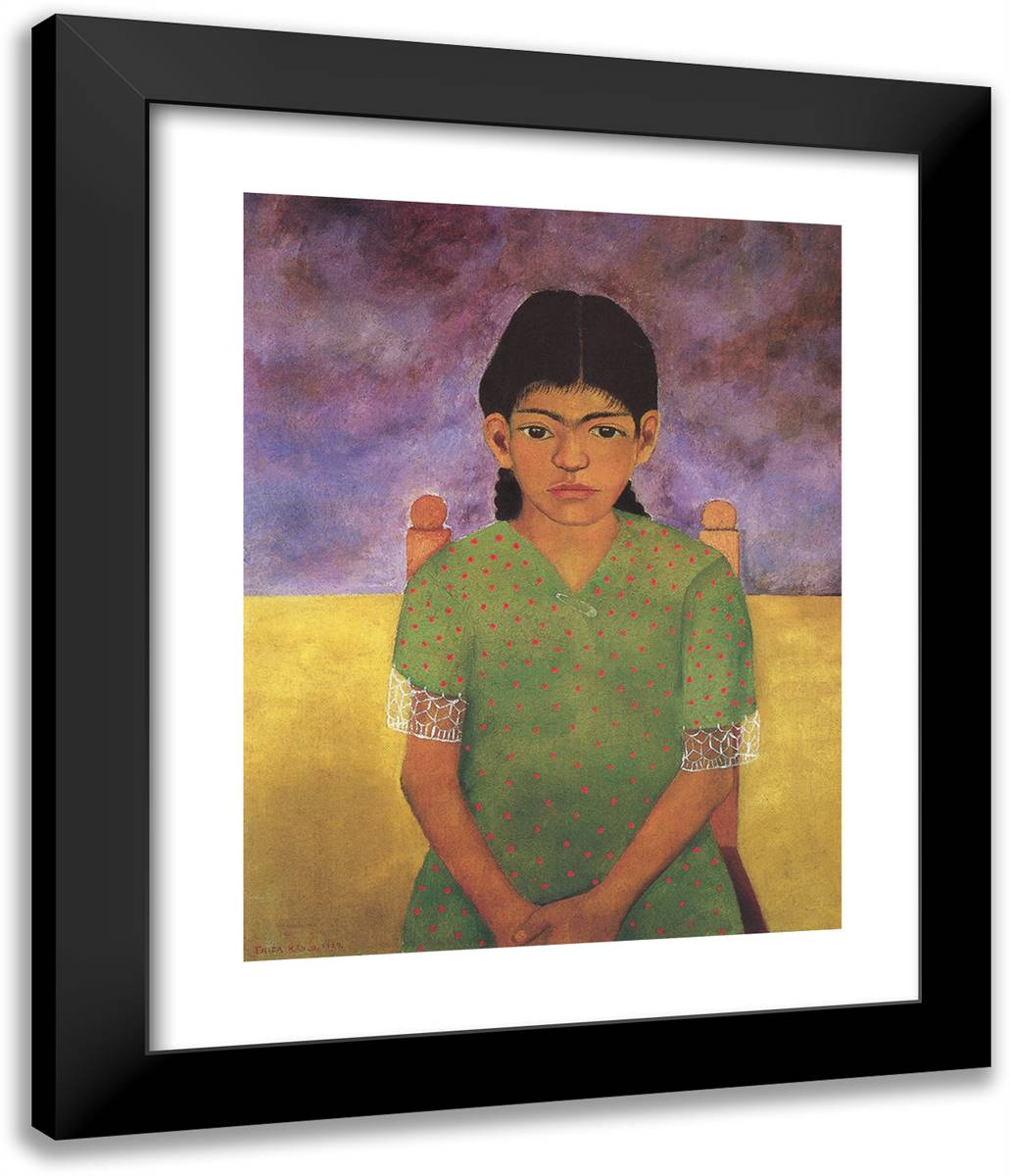 Portrait of VIrginia 20x24 Black Modern Wood Framed Art Print Poster by Kahlo, Frida